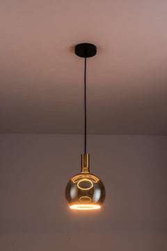 Aureola Gold Single Pendant Light & Smoked Glass Shades