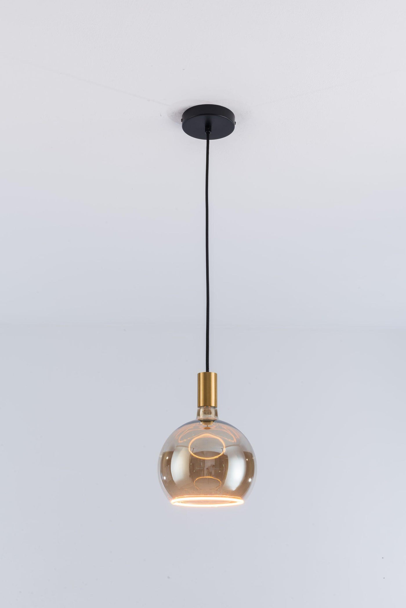 Aureola Gold Single Pendant Light & Smoked Glass Shades