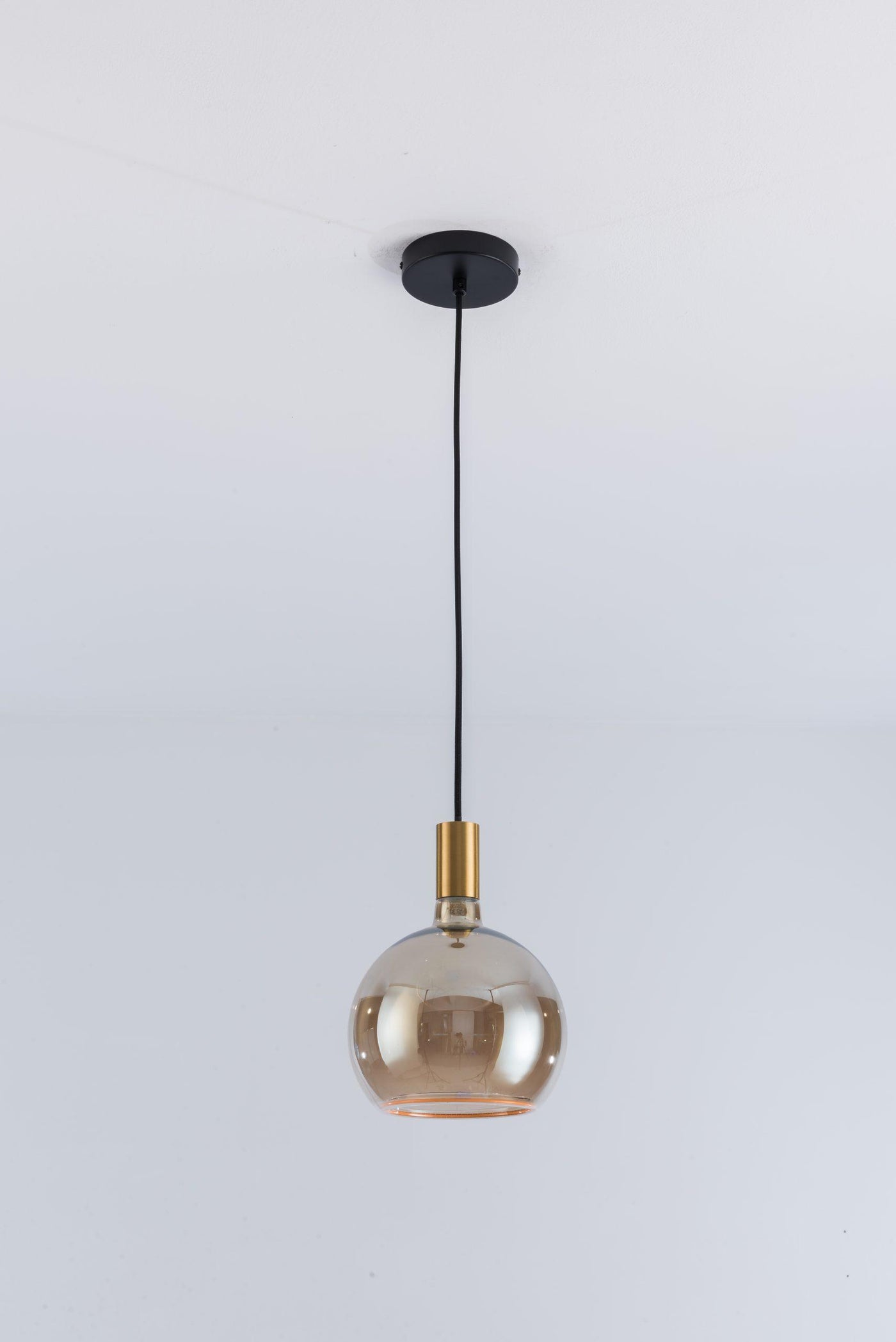 Aureola Gold Single Pendant Light & Smoked Glass Shades