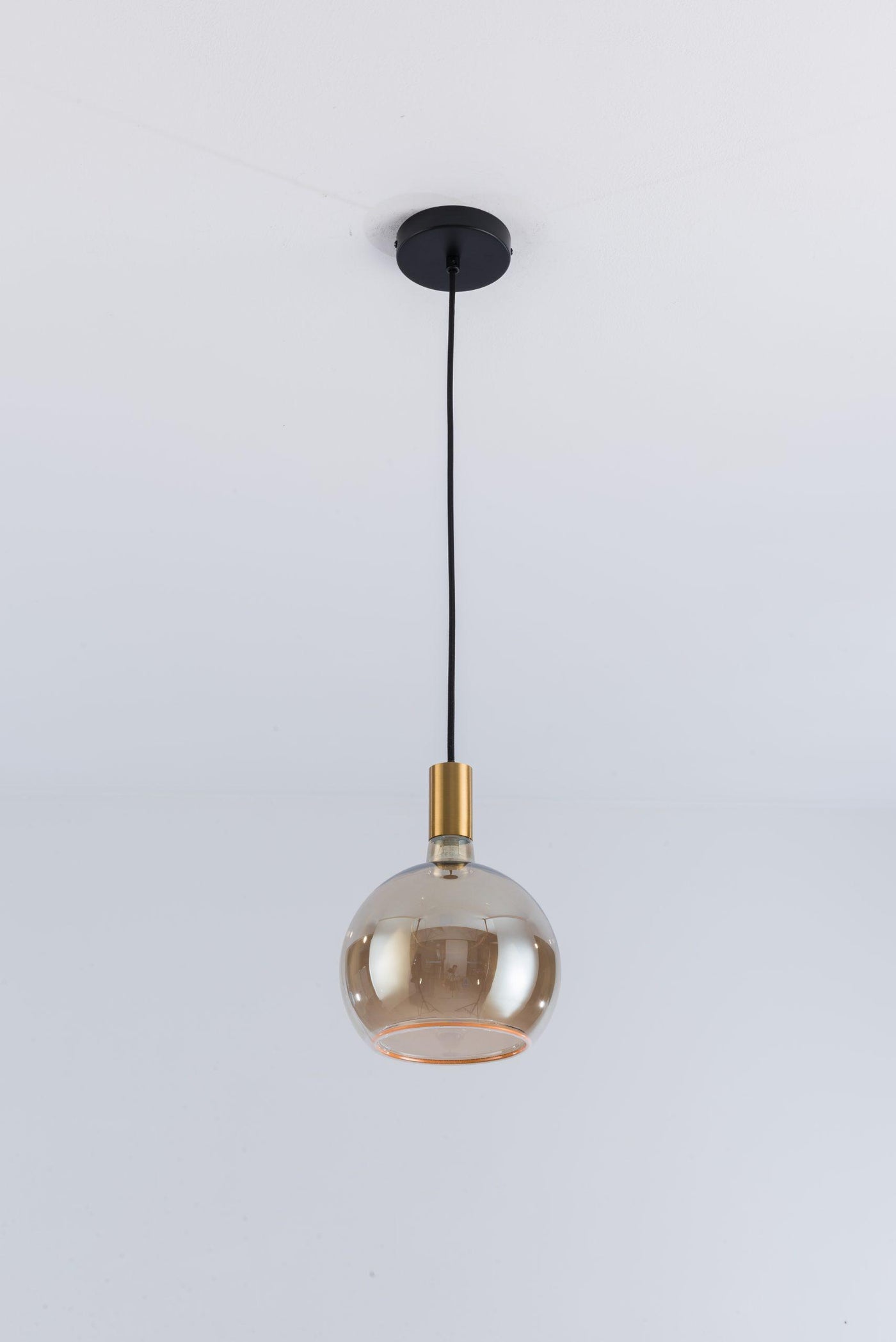 Aureola Gold Single Pendant Light & Smoked Glass Shades