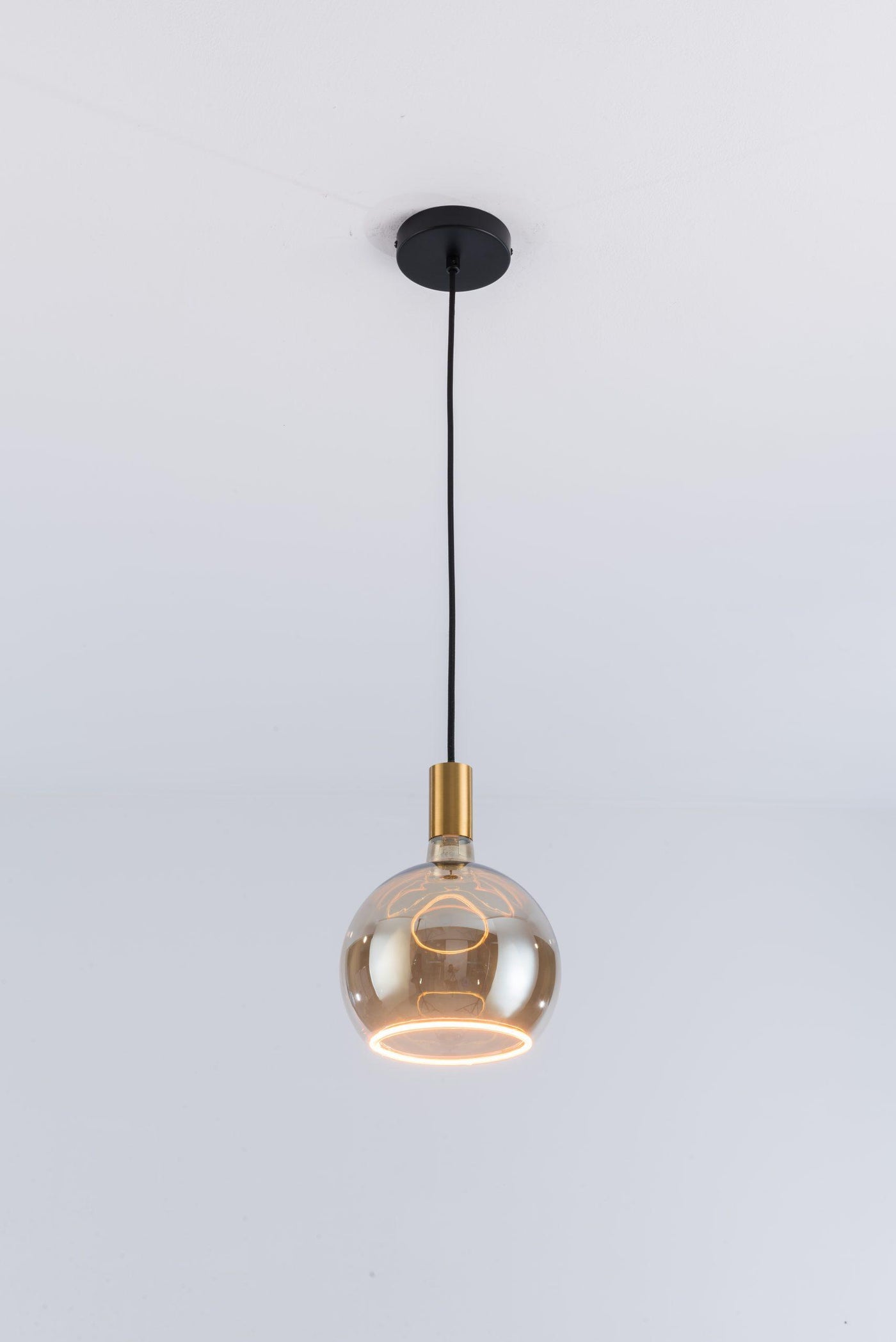 Aureola Gold Single Pendant Light & Smoked Glass Shades