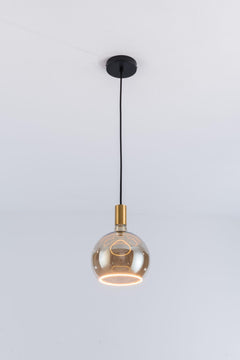 Aureola Gold Single Pendant Light & Smoked Glass Shades