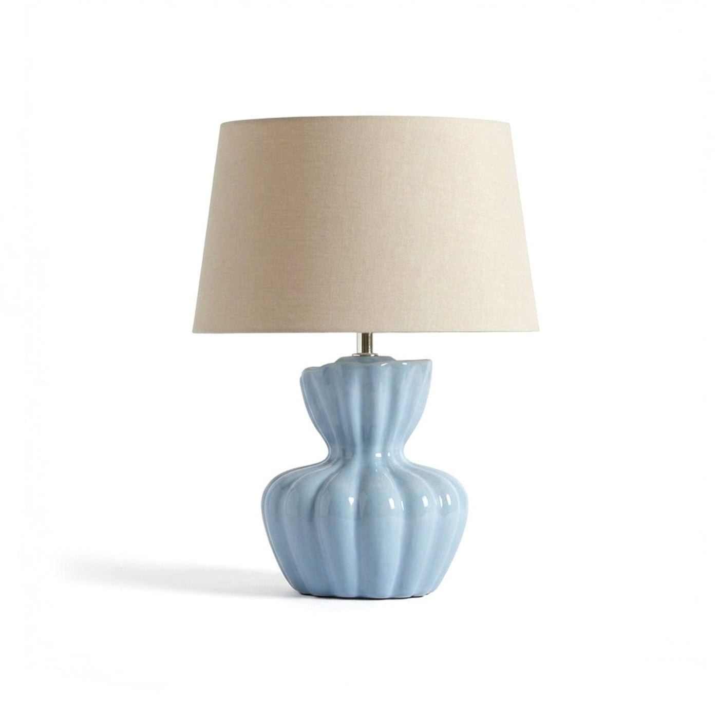 Dawes 30cm Cornflower Blue Ceramic Lamp Base & Coningsby Taupe Cotton Lampshade - 30cm