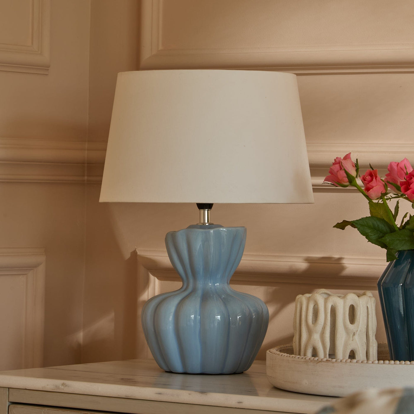 Dawes 30cm Ceramic Lamp Base - Cornflower Blue