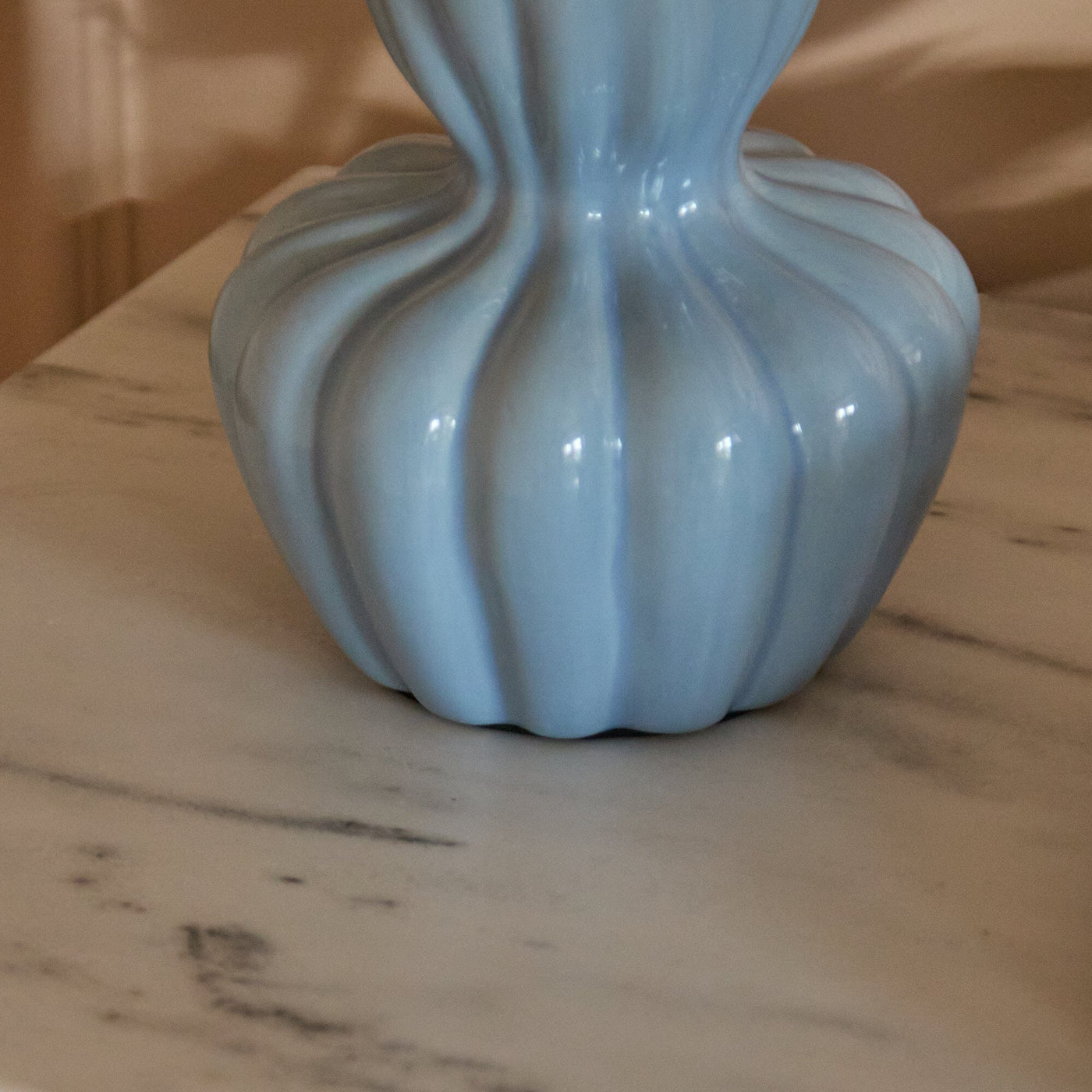 Dawes 30cm Cornflower Blue Ceramic Lamp Base & Coningsby Taupe Cotton Lampshade - 30cm