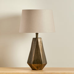 Elcombe Bronze Lamp & Coningsby Taupe Cotton Lampshade - 35cm