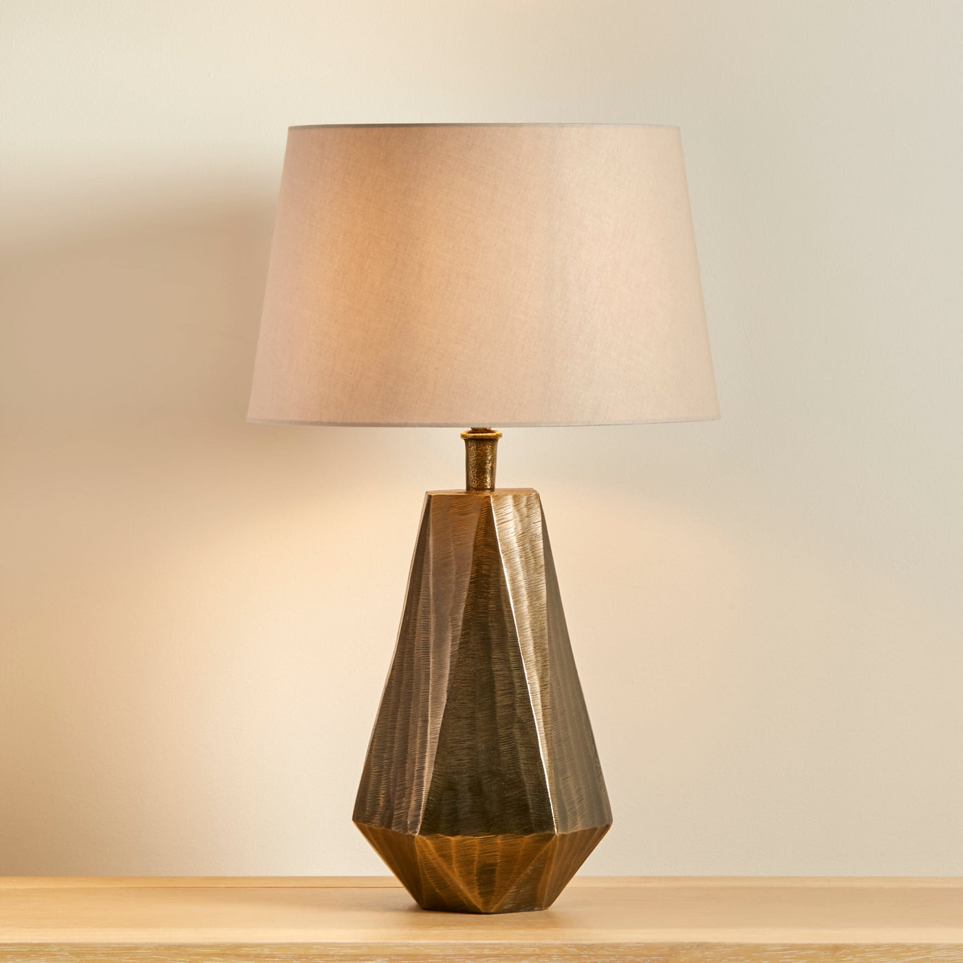 Elcombe Bronze Lamp & Coningsby Taupe Cotton Lampshade - 35cm
