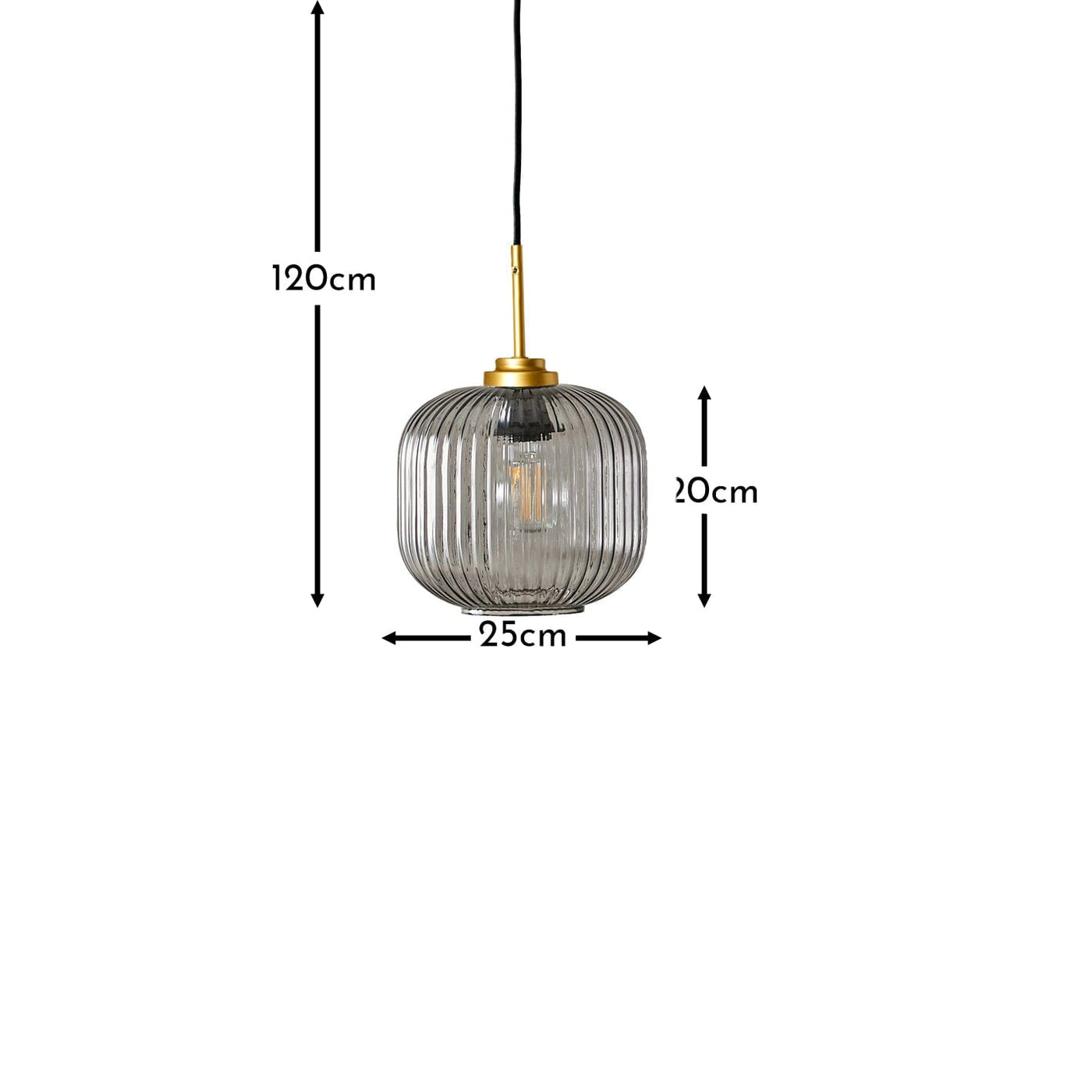 Elland 20cm Triple Glass Pendant Lights - Gold
