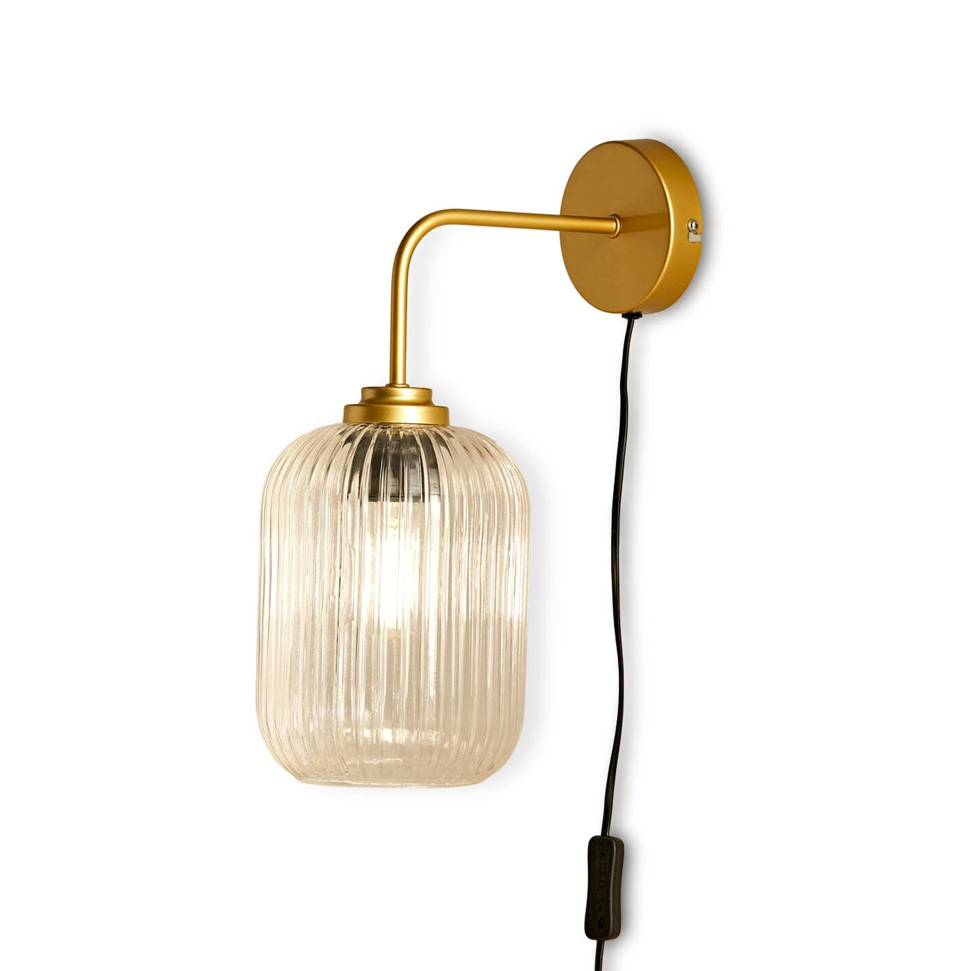 Elland Plug in Wall Light Gold - Clear Glass