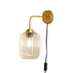 Elland Plug in Wall Light Gold - Clear Glass