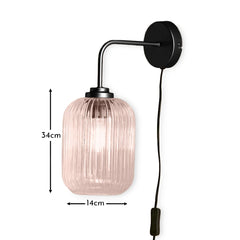 Elland Plug in Wall Light Black - Blush Pink