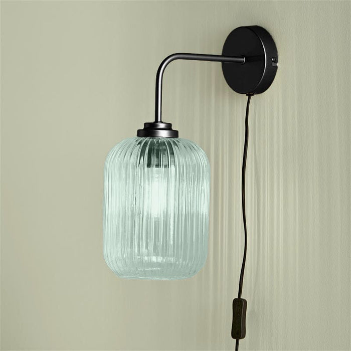 Elland Plug in Wall Light Black - Sage Green