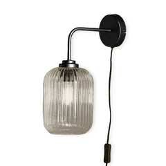 Elland Plug in Wall Light Black - Smoked Glass