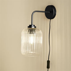 Elland Plug in Wall Light Black - Clear Glass