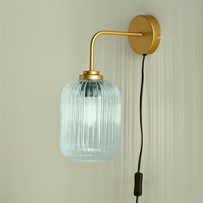 Elland Plug in Wall Light Gold - Sage Green
