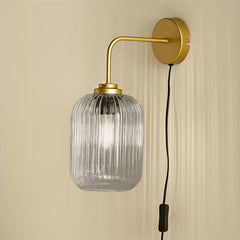 Elland Plug in Wall Light Gold - Smoked Glass
