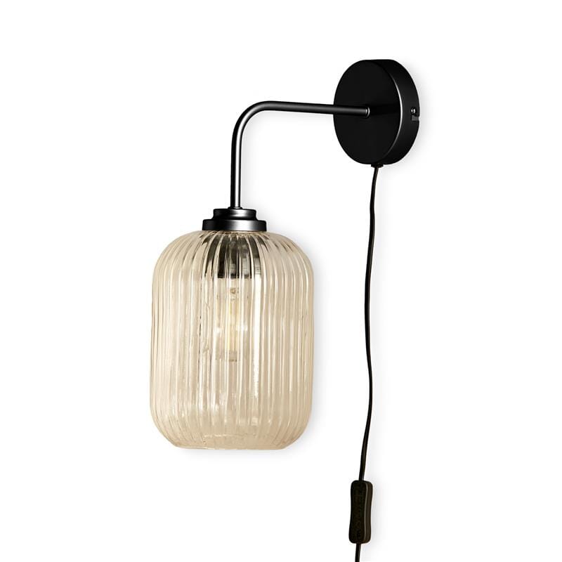 Elland Plug in Wall Light Black - Clear Glass
