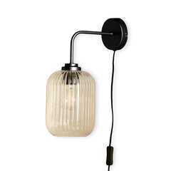 Elland Plug in Wall Light Black - Clear Glass