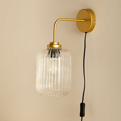 Elland Plug in Wall Light Gold - Clear Glass