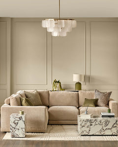 Estelle white glass brushed bronze chandelier light