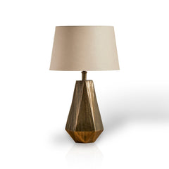 Elcombe Bronze Lamp & Coningsby Taupe Cotton Lampshade - 35cm