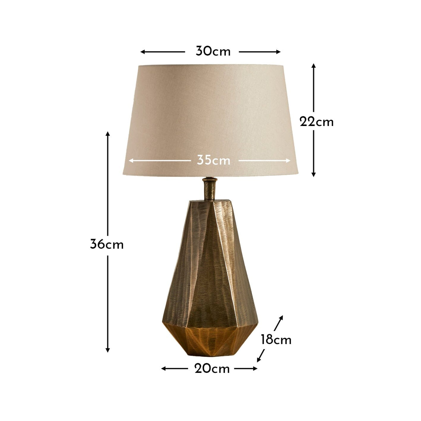 Elcombe Bronze Lamp & Coningsby Taupe Cotton Lampshade - 35cm