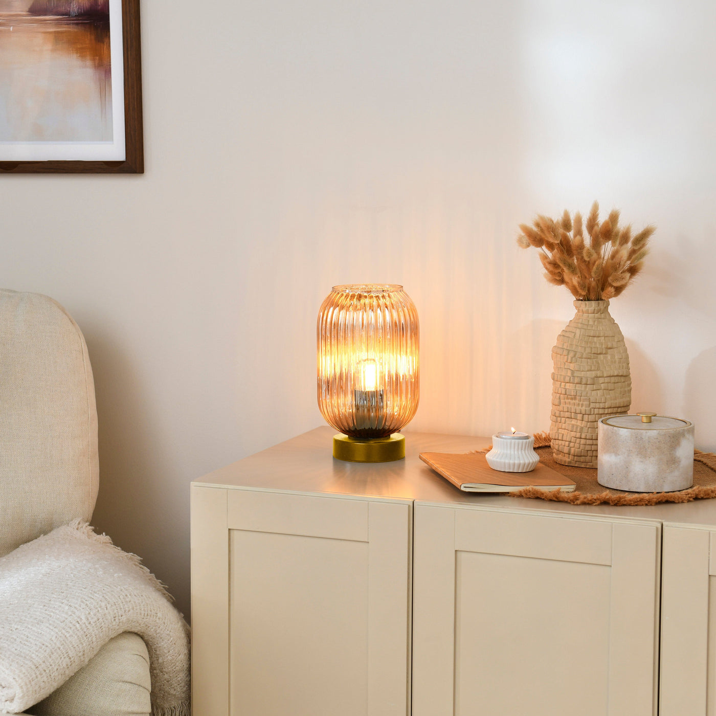 Elland 22.5cm Glass Table Lamp - Champagne & Gold