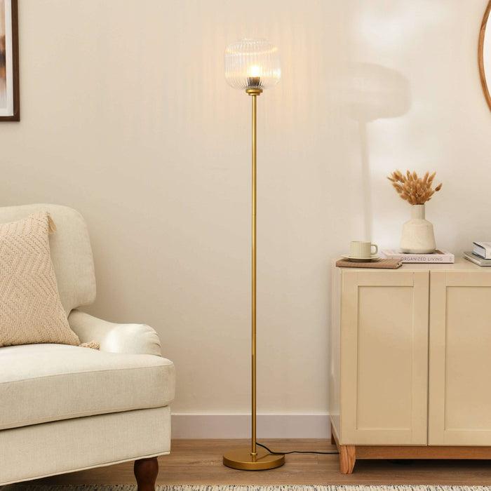 Elland 150cm Metal Floor Lamp - Clear Glass