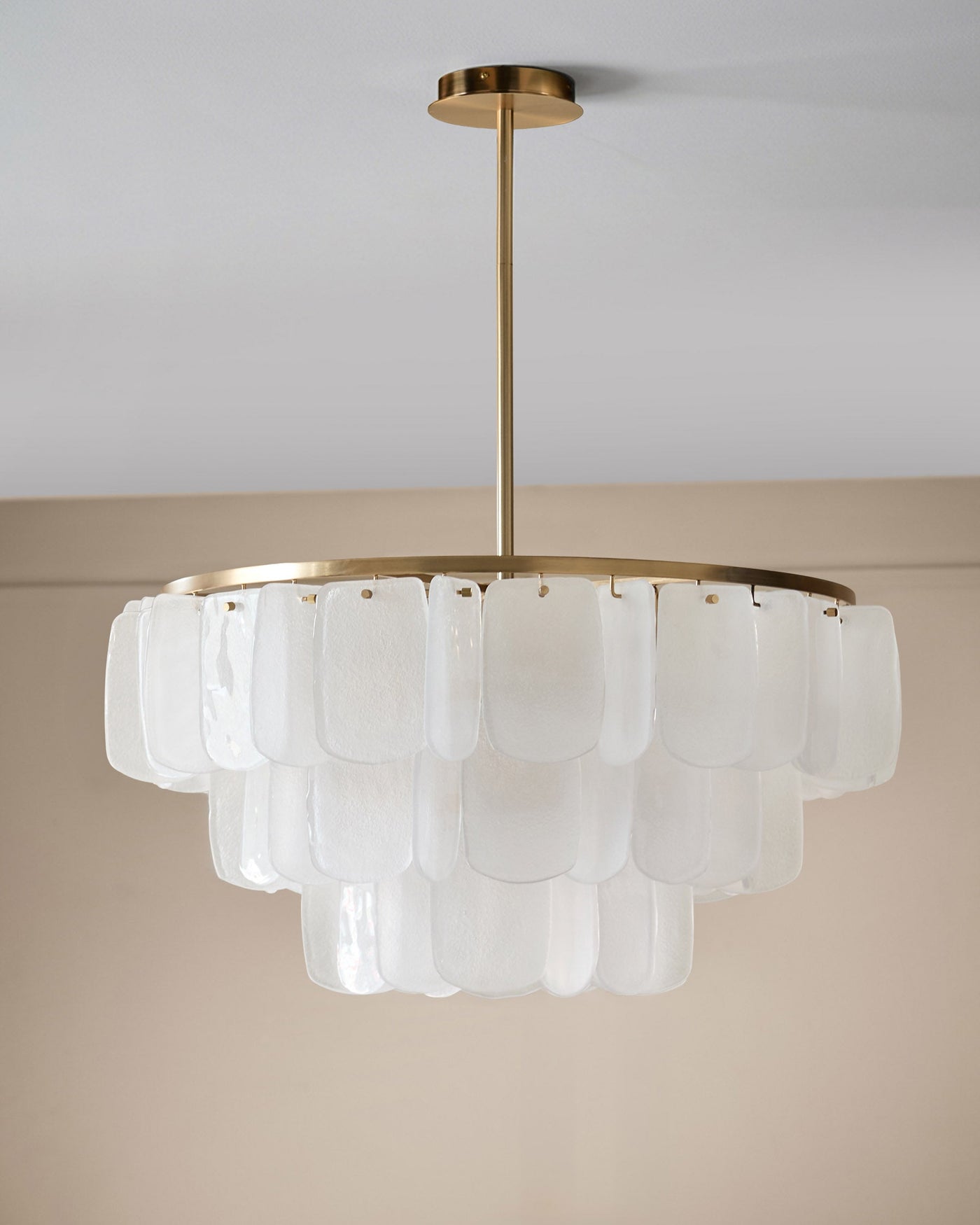 Estelle white glass brushed bronze chandelier light