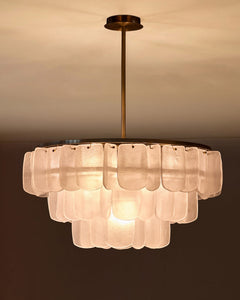Estelle white glass brushed bronze chandelier light