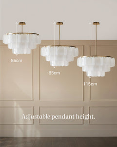 Estelle white glass brushed bronze chandelier light
