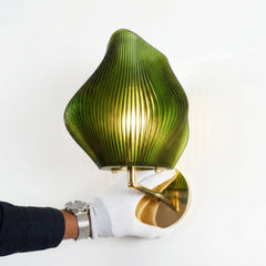 Small Forest Green Wave Wall Light