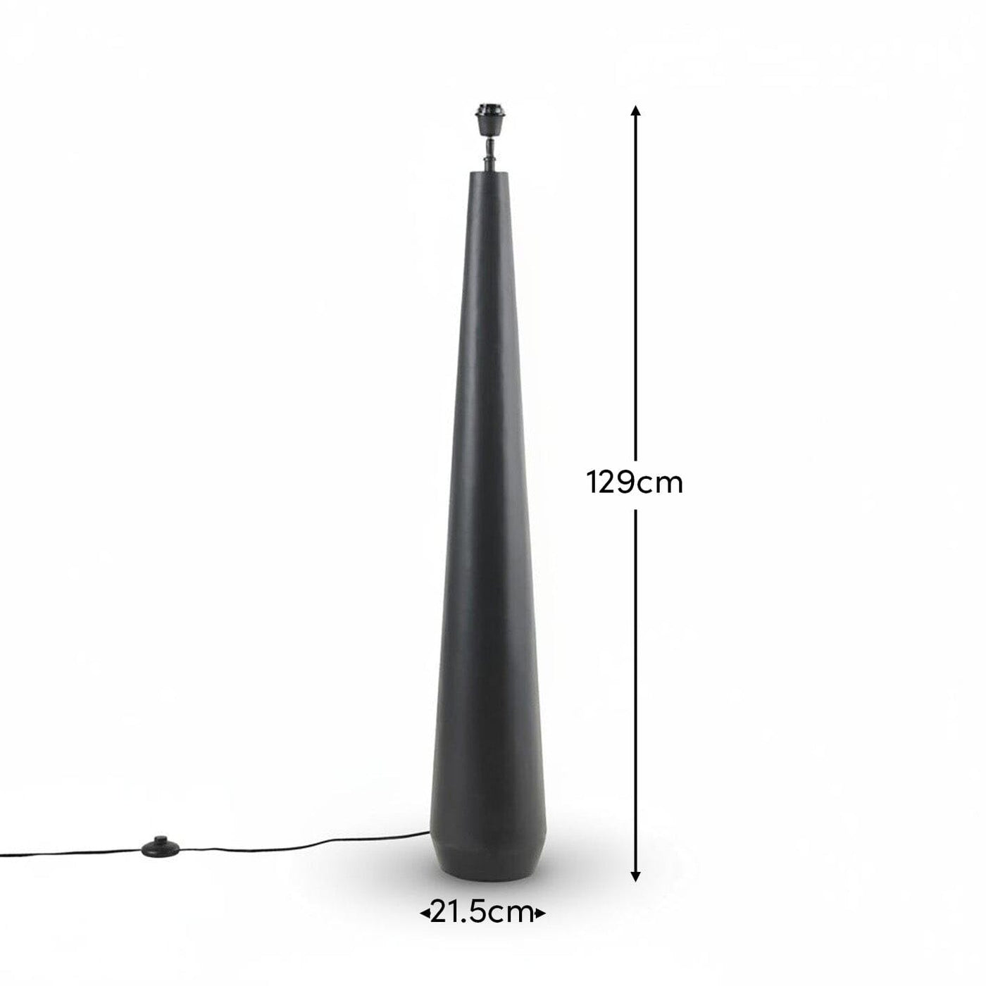 Foxcote Black Metal Floor Lamp Base - 129cm