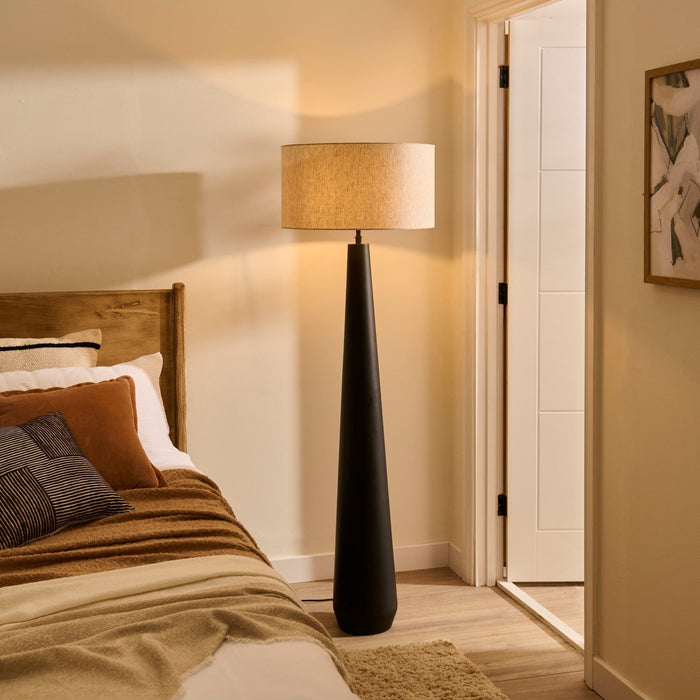 Foxcote Black Metal Floor Lamp Base - 129cm