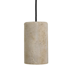 Travertine Stone Cylinder Pendant Light - 4 inch - Natural