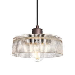 Albany Glass Ribbed Dish Pendant Light - 8 Inch - Clear