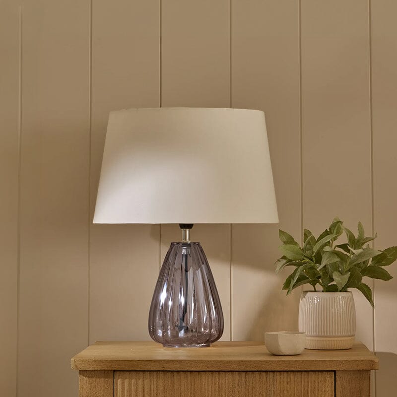 Alma 23cm Glass Lamp Base - Smoke Grey