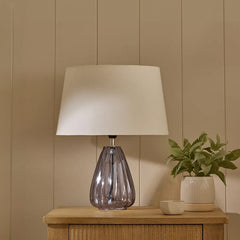 Alma 23cm Glass Lamp Base - Smoke Grey