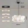 White Silk Cluster Pendant Light, 50cm Diameter, Soft Folded Cloud Shape on a Black Cord, Living Room & Bedroom