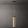 Fluted Clear Glass Column Pendant Light, Bronze Cap and Base, Rod Suspension, Bulb Not Included, Kitchen Island & Dining Table
