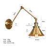 Antique Brass Cone Wall Light on a Swan Neck Arm, 20x20 Reach, Adjustable Knurled Knuckle Joint, Bedside and Reading Corner