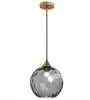 Fluted Glass Globe Pendant Light, Grey Embossed Finish on a Brass Cap, Bulb Not Included, Dining Table & Living Room