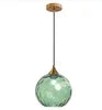 Fluted Glass Globe Pendant Light, Green Embossed Finish on a Brass Cap, Bulb Not Included, Dining Table & Living Room