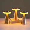 Cordless Rechargeable Metal Table Lamp, Silver Finish, Touch Control Cone Base Design, Bedside & Occasional Table
