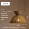 Woven Rattan Dome Pendant Light, Natural Finish, Collar Top Silhouette, Kitchen Island, Dining Table & Living Room