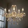 Faceted Crystal Branch Chandelier, Twisted Glass Rope Arms, Chrome Finish, Medium Scale, Dining Room, Living Room & Hallway
