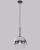 Smoked Chrome Glass Globe Pendant Light, Brass Rod Suspension, Contemporary Style, Kitchen Island & Dining Table
