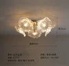 White Textured Flower Glass Semi Flush Ceiling Light, 5 Ruffled Petal Shades, Brass Frame, Living Room & Dining Room