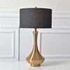 Brass Teardrop Table Lamp, 30 x 62cm, Taupe Drum Shade, Tapered Base on Crystal Foot, Bedside, Living Room & Console