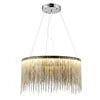 Silver Chain Fringe Tiered Chandelier, Large Two Tier Cascade over a Silver Drum Frame, Dining Room and Living Room